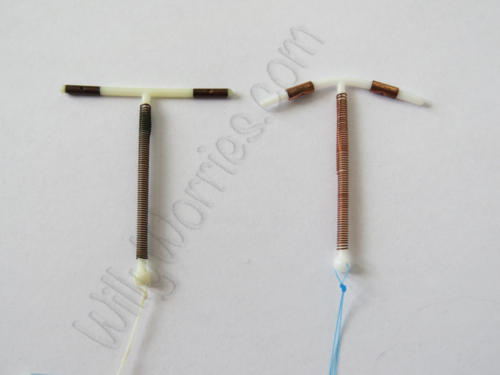 Two different types of IUC - copper coil - intra-uterine contraceptive device